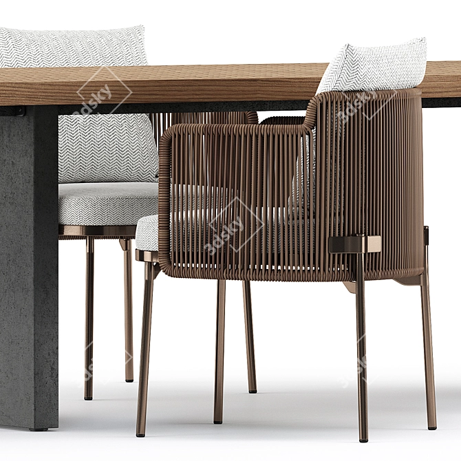 Outdoor Elegance: TAPE CORD Chair & Quadrado Table by Minotti 3D model image 2