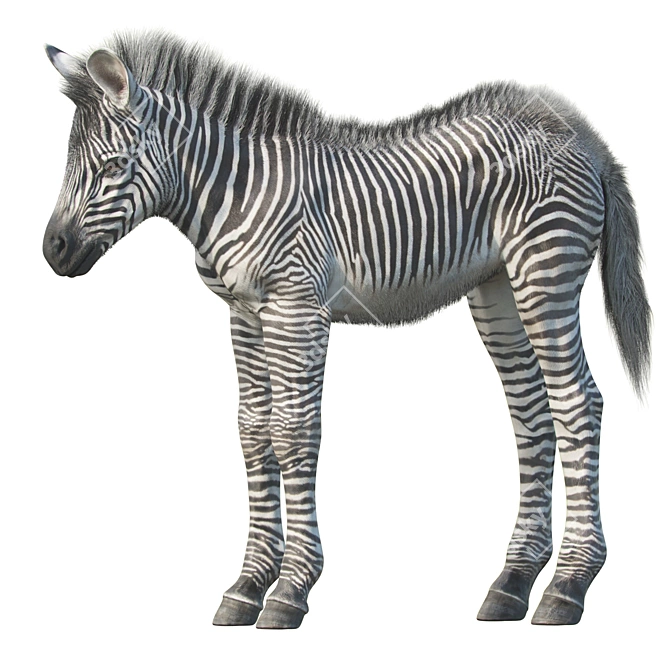 Adorable Baby Zebra Sculpture 3D model image 1