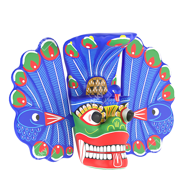 Sri Lankan Mayura Raksha Mask: Traditional Peaceful Prosperity 3D model image 2