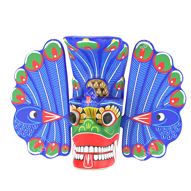 Sri Lankan Mayura Raksha Mask: Traditional Peaceful Prosperity 3D model image 3