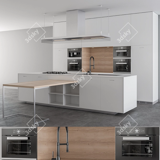 Sleek Poliform White Kitchen 3D model image 1