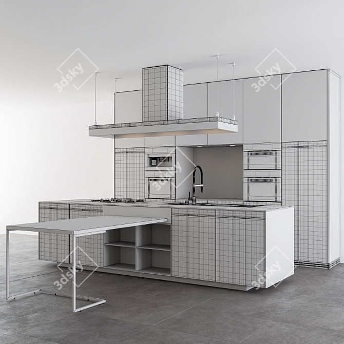 Sleek Poliform White Kitchen 3D model image 2