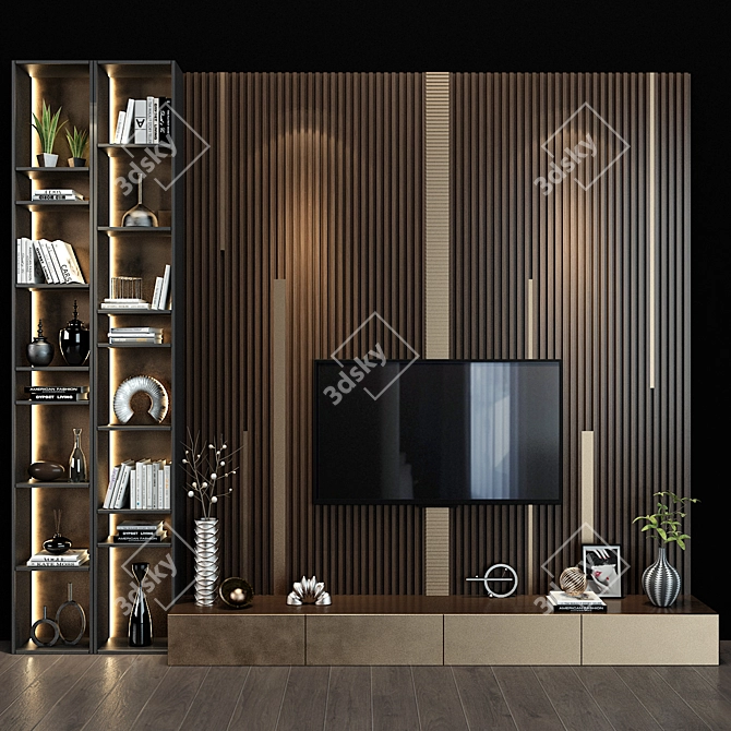 Stylish TV Shelf 0127 3D model image 1