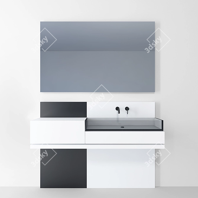 Sleek Bathroom Furniture Set 3D model image 1