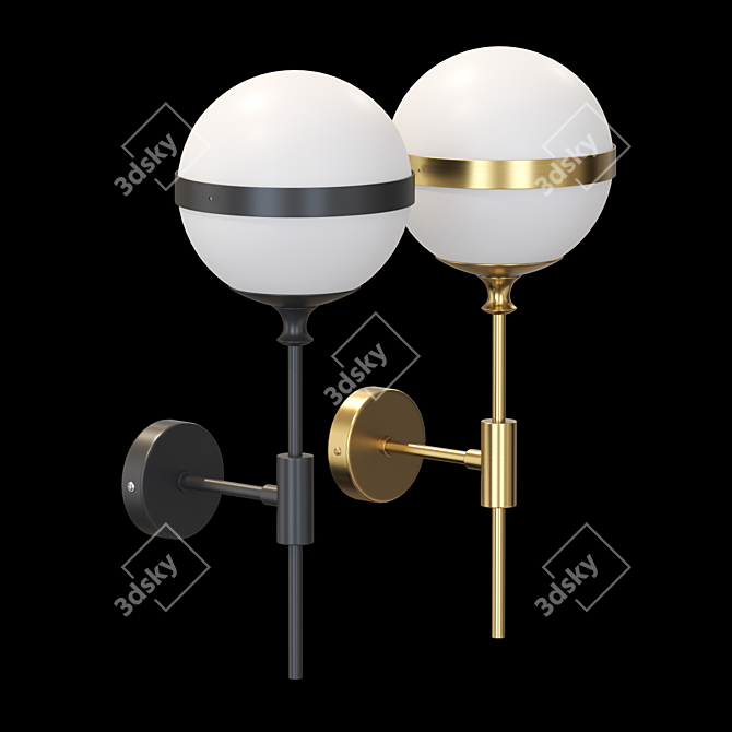 Elegant Glass Globe Wall Lamp 3D model image 2