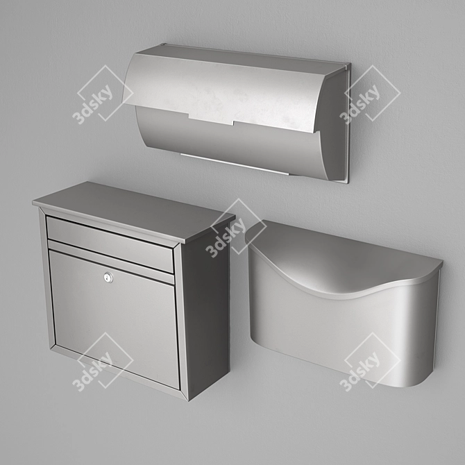 Triple Mailbox Set: Stylish and Convenient 3D model image 1