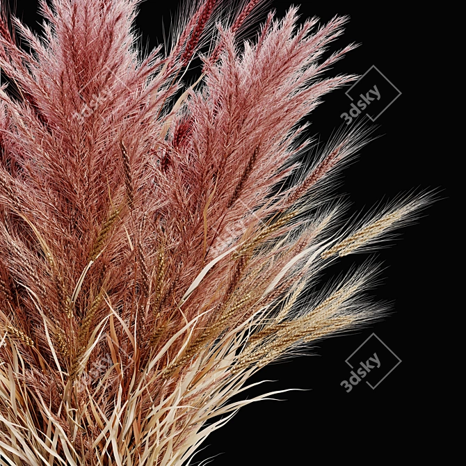 Elegant Pampas Bouquet - Handcrafted Floral Beauty 3D model image 4