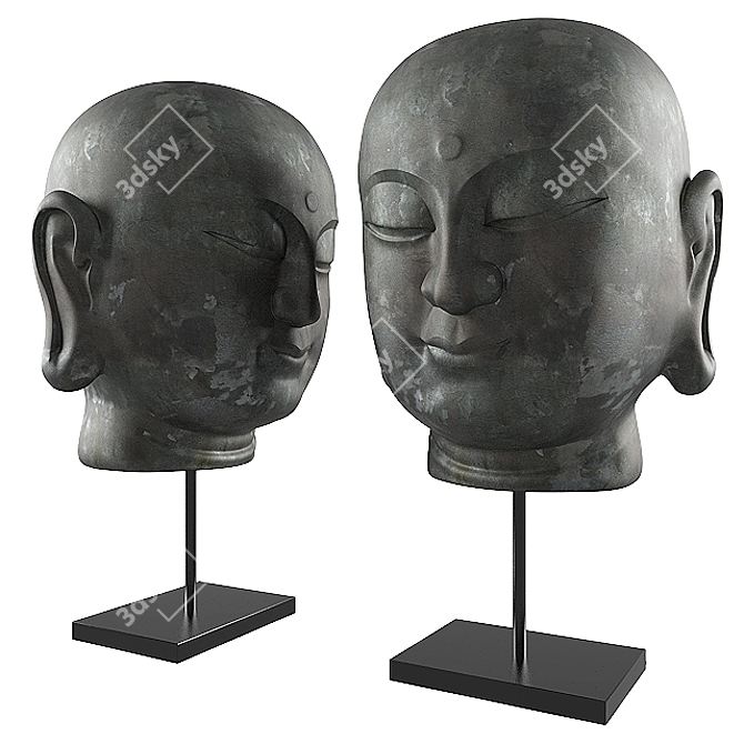 Smiling Buddha Head Decor Sculpture 3D model image 1