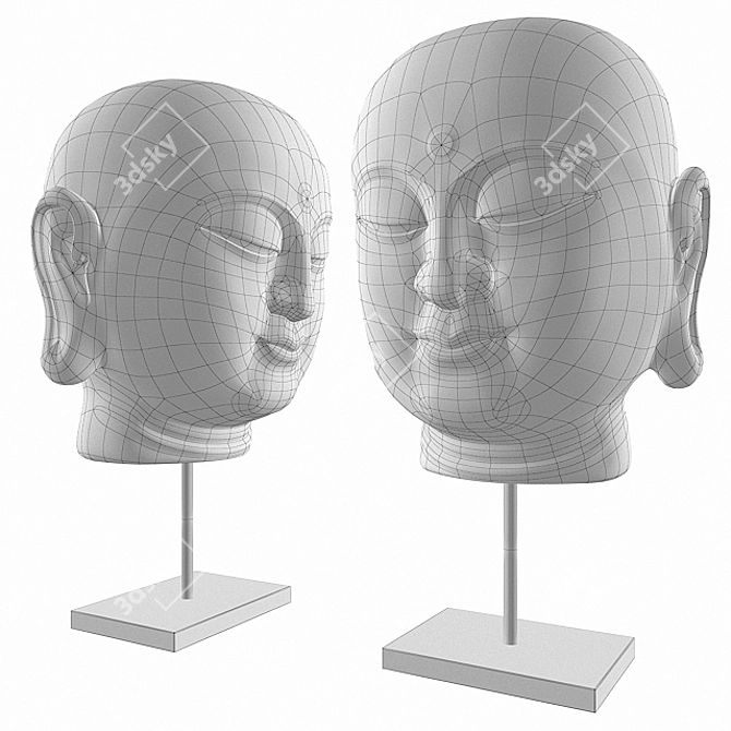 Smiling Buddha Head Decor Sculpture 3D model image 2