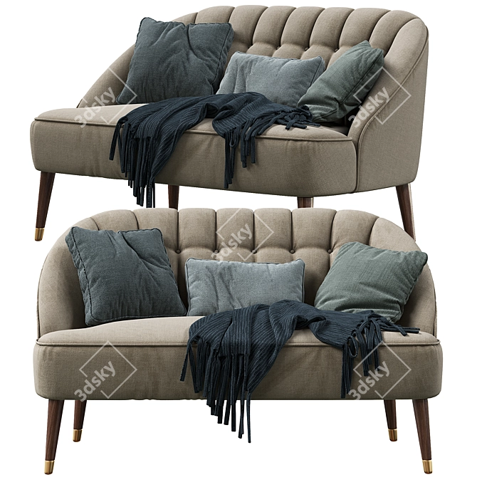 Elegant Margot 2 Seater Sofa 3D model image 1