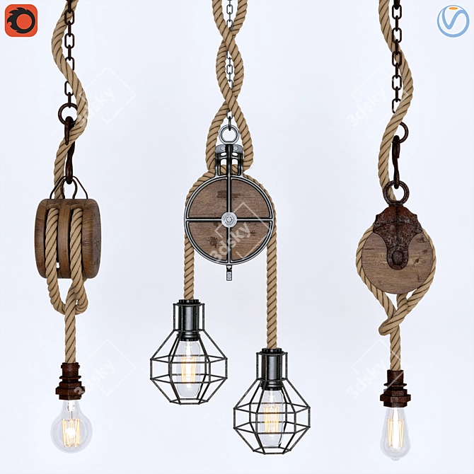 Nautical Rope Pendant Light 3D model image 1