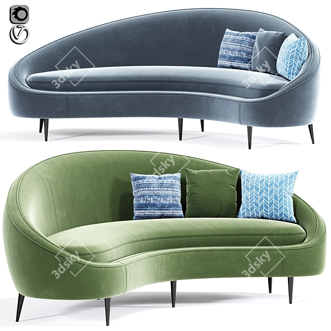 Ethereal Curved Sofa 3D model image 1