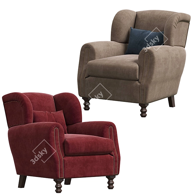 Sleek Mohair Cinema Armchair 3D model image 2