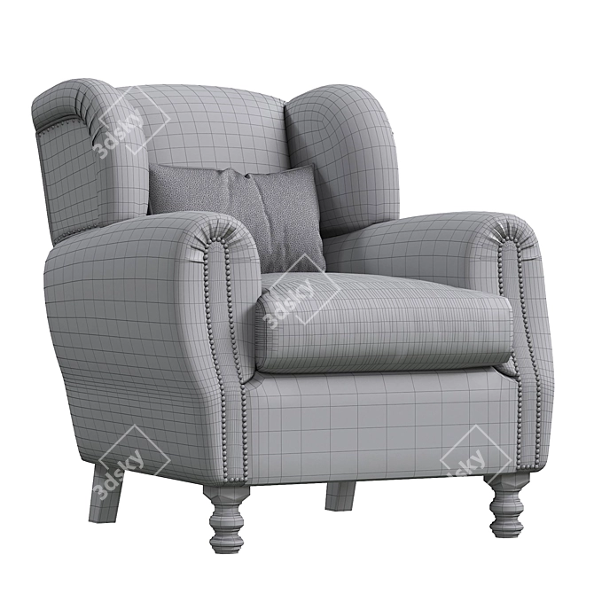 Sleek Mohair Cinema Armchair 3D model image 4