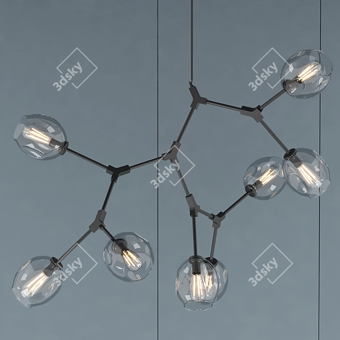 Elegant Organic Black Chandelier 3D model image 2