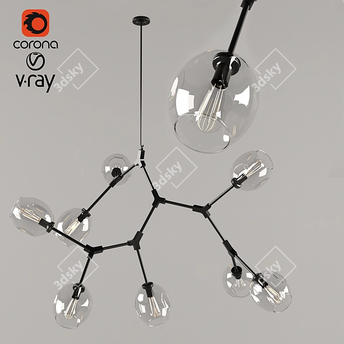 Elegant Organic Black Chandelier 3D model image 3