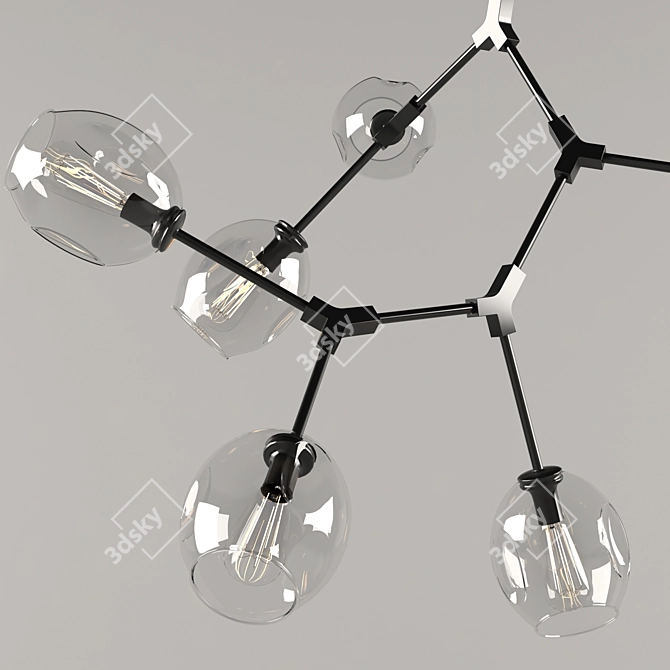 Elegant Organic Black Chandelier 3D model image 4