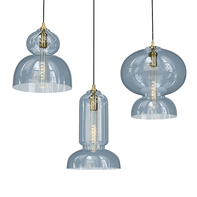 Stylish Glass Pendant Light 3D model image 1