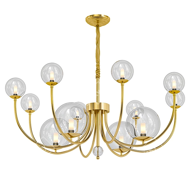 Gilded Glass Orb Chandelier 3D model image 1