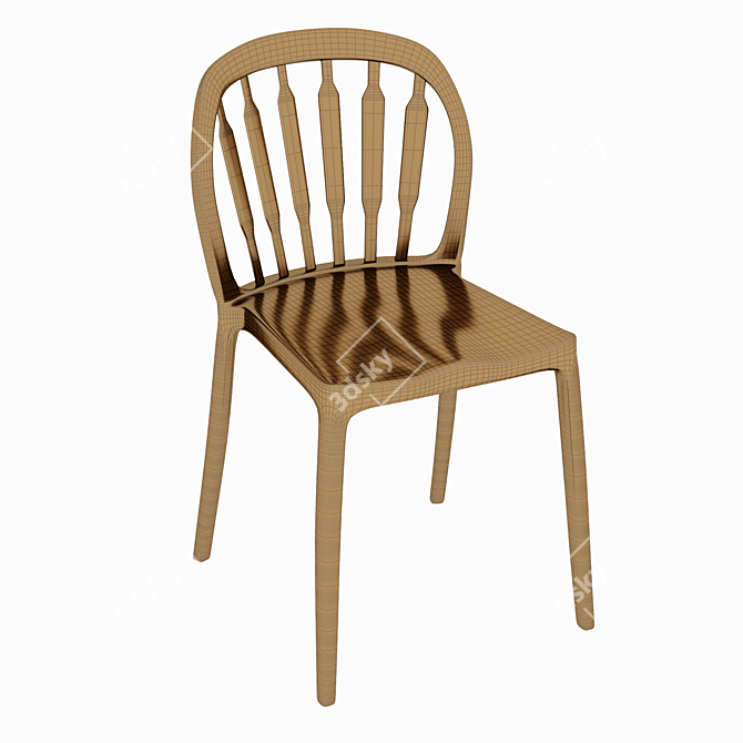 Sculpted Fabric Metal Side Chair 3D model image 5