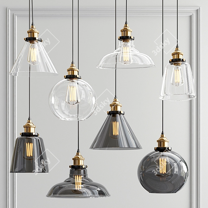 Retro Industrial Pendant Lighting 3D model image 1