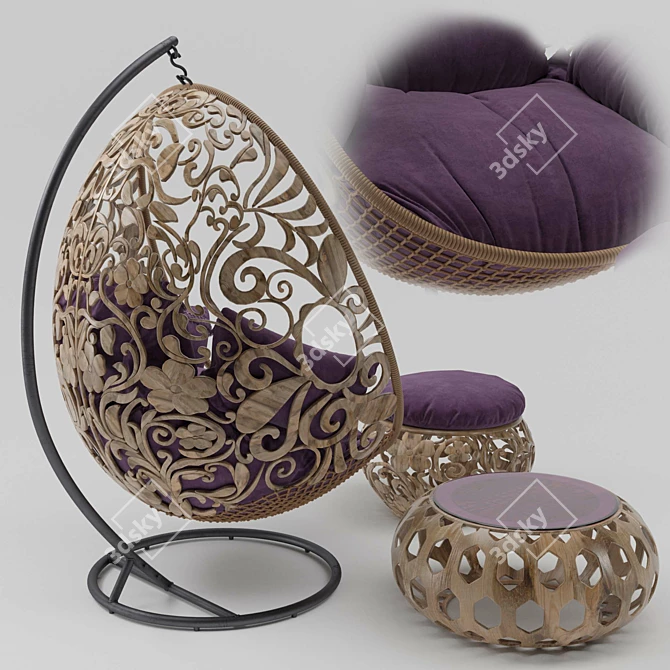 Cozy Oval Swing Chair 3D model image 4