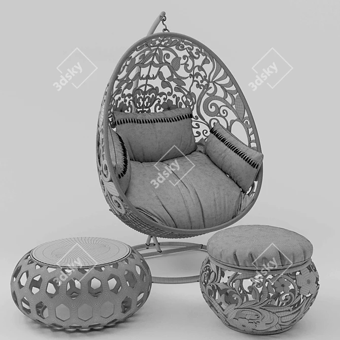 Cozy Oval Swing Chair 3D model image 5