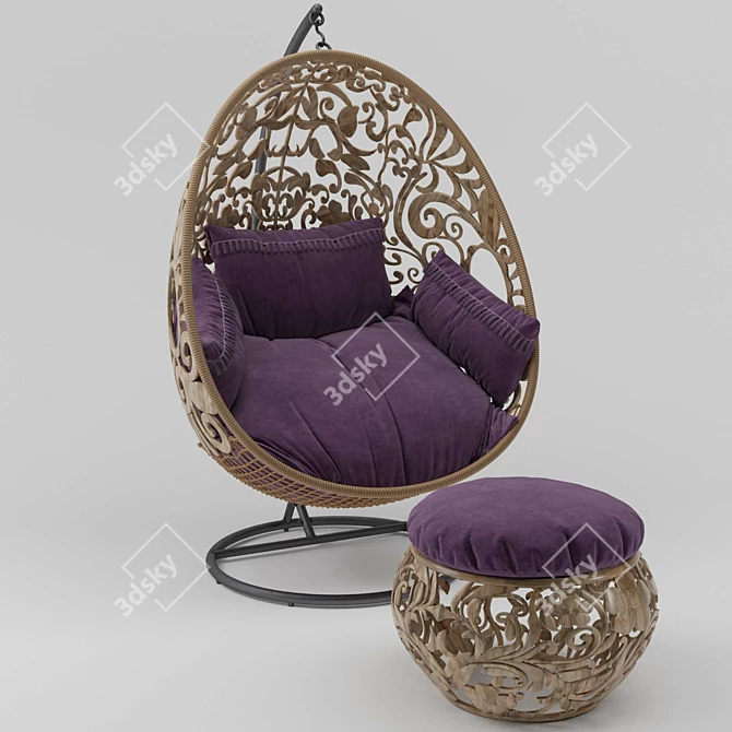 Cozy Oval Swing Chair 3D model image 6