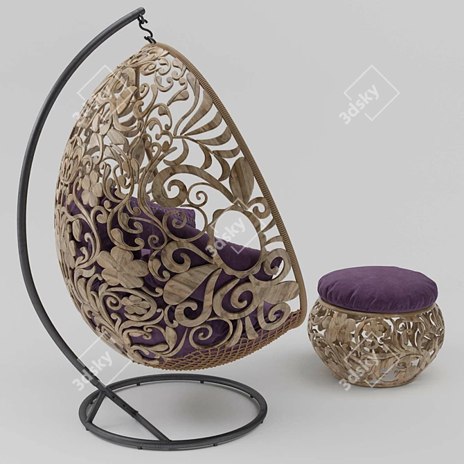 Cozy Oval Swing Chair 3D model image 9