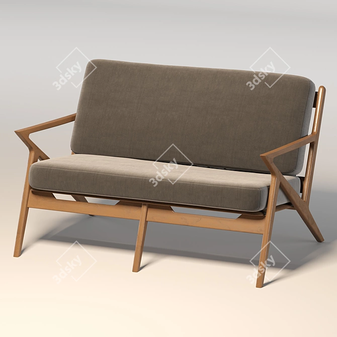 Luxury Velvet Love Seat: Modern Design 3D model image 1