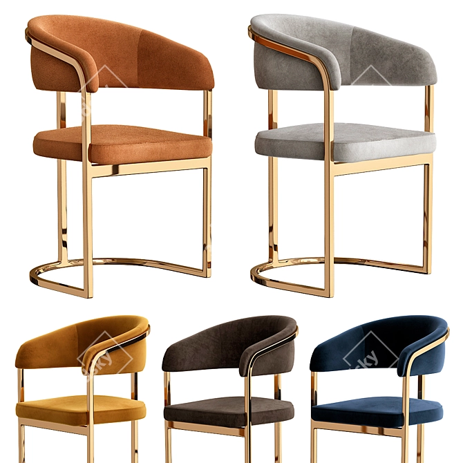 Golden Elegance: Modern Chair 3D model image 1