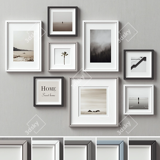 Versatile Set of 135 Picture Frames 3D model image 1