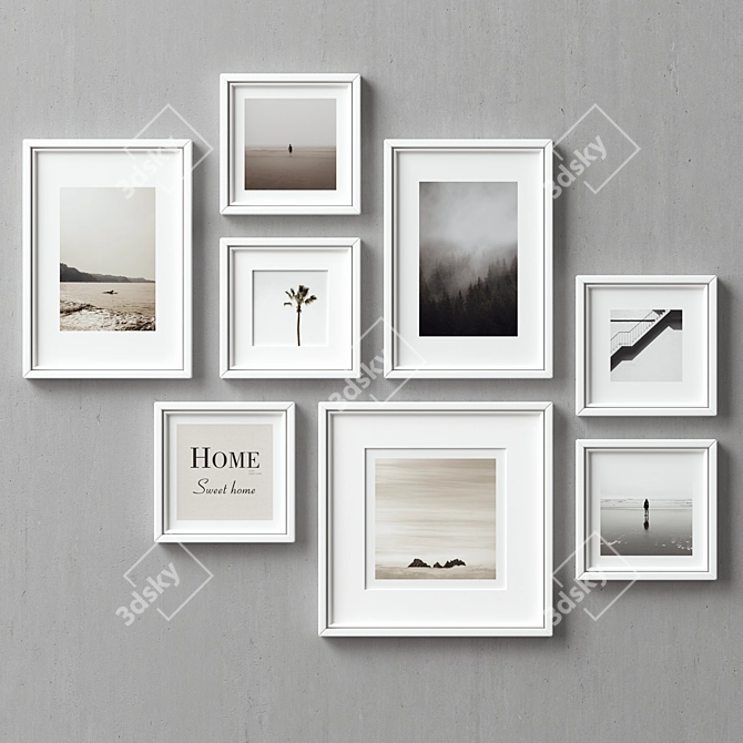 Versatile Set of 135 Picture Frames 3D model image 3