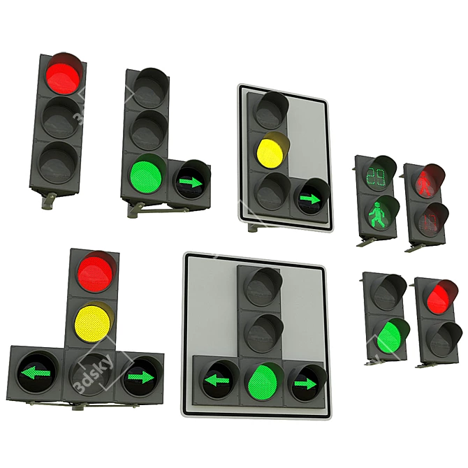 Mini Traffic Lights 3D model image 1