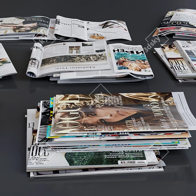 Elegant Decorative Magazine Set 3D model image 4