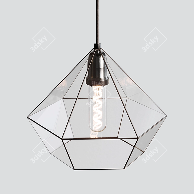 Stained Geometric Pendant Glass Lamp 3D model image 2