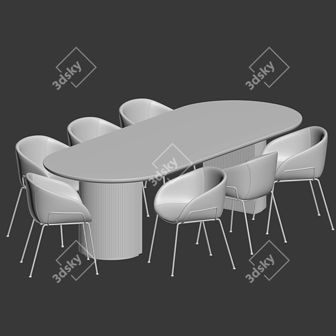 Elegant Duke Arm Chair & Gubi Moon Table 3D model image 2