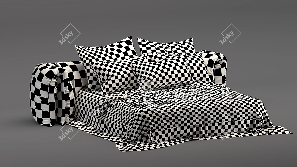 Elegant Bed Frame with Textured Materials 3D model image 5