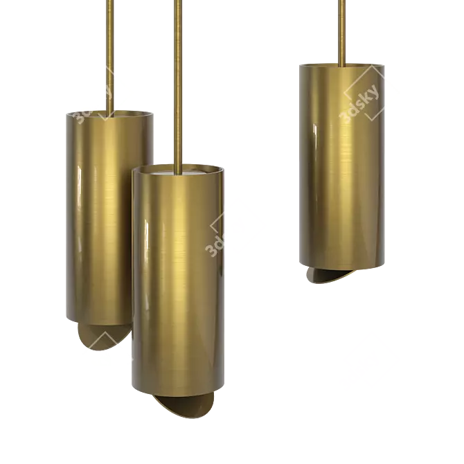 Brass Cylinder Pendant with Mobile Bottom Lid (13 cm) 3D model image 2