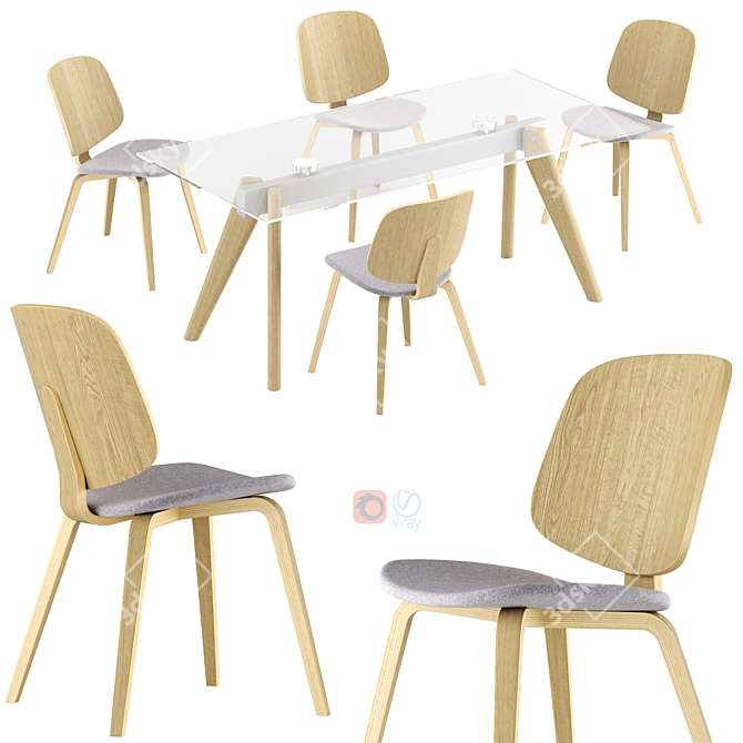 Modern BoConcept Aarhus Dining Set 3D model image 1