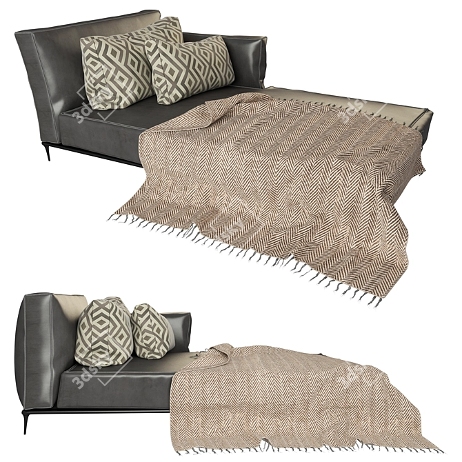 Elegant Leather Sofa 3D model image 1