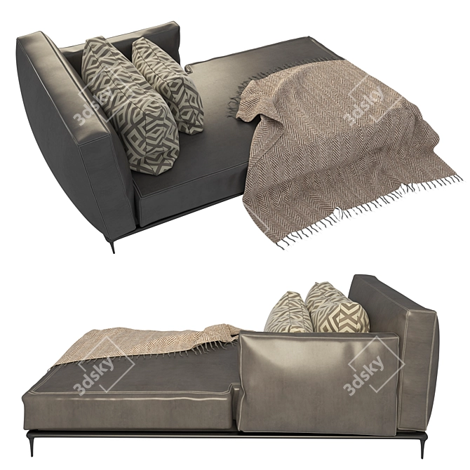 Elegant Leather Sofa 3D model image 2