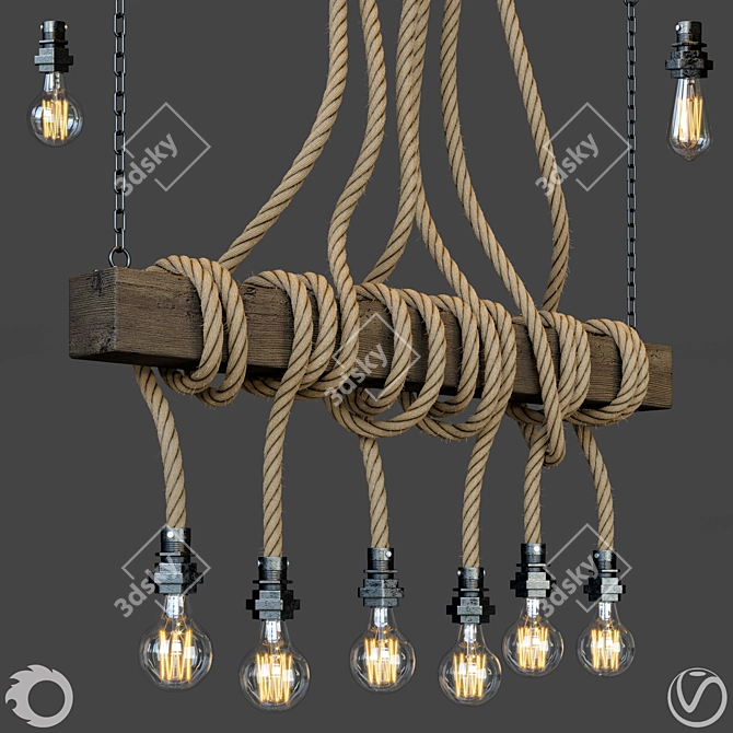 Rustic Rope Pendant Light 3D model image 1