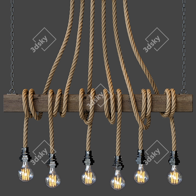 Rustic Rope Pendant Light 3D model image 2