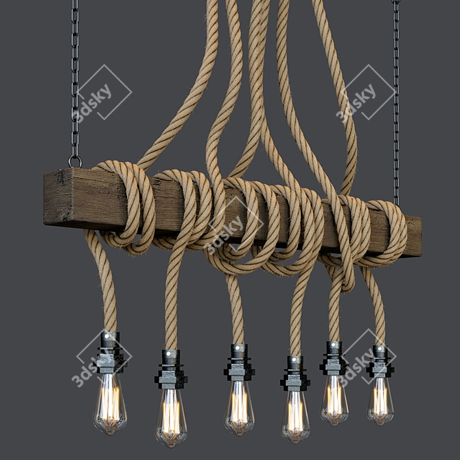 Rustic Rope Pendant Light 3D model image 3