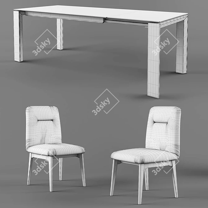 Connubia Omnia Extendable Dining Table & Greta Chair 3D model image 4