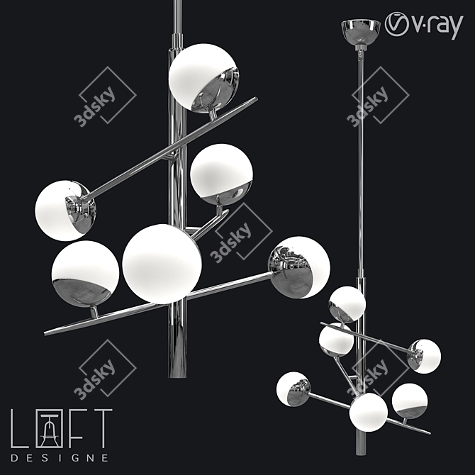 Industrial Glass Pendant Lamp | LoftDesign 8720 3D model image 1