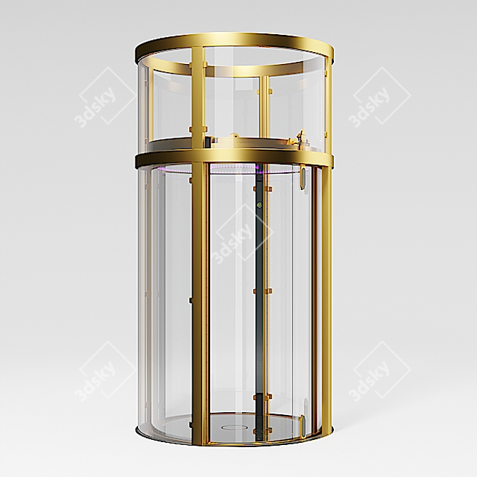 Sleek Glass Round Elevator with 3D Ceiling 3D model image 1