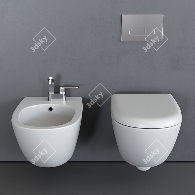 Flaminia Spin Wall-Hung Toilet & Bidet 3D model image 3