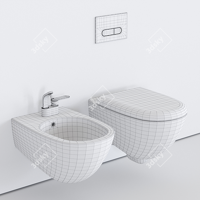 Flaminia Spin Wall-Hung Toilet & Bidet 3D model image 5